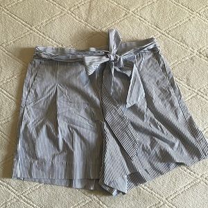 J. Crew Blue and White High Tie Waist Shorts